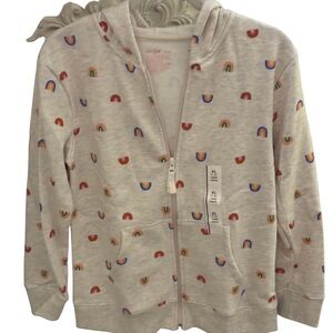 Cat & Jack Girl’s Cream Hoodie with Rainbow Accents NWT